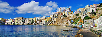Причал эгейского моря, Греция- Города. (Код изображения: 02102)