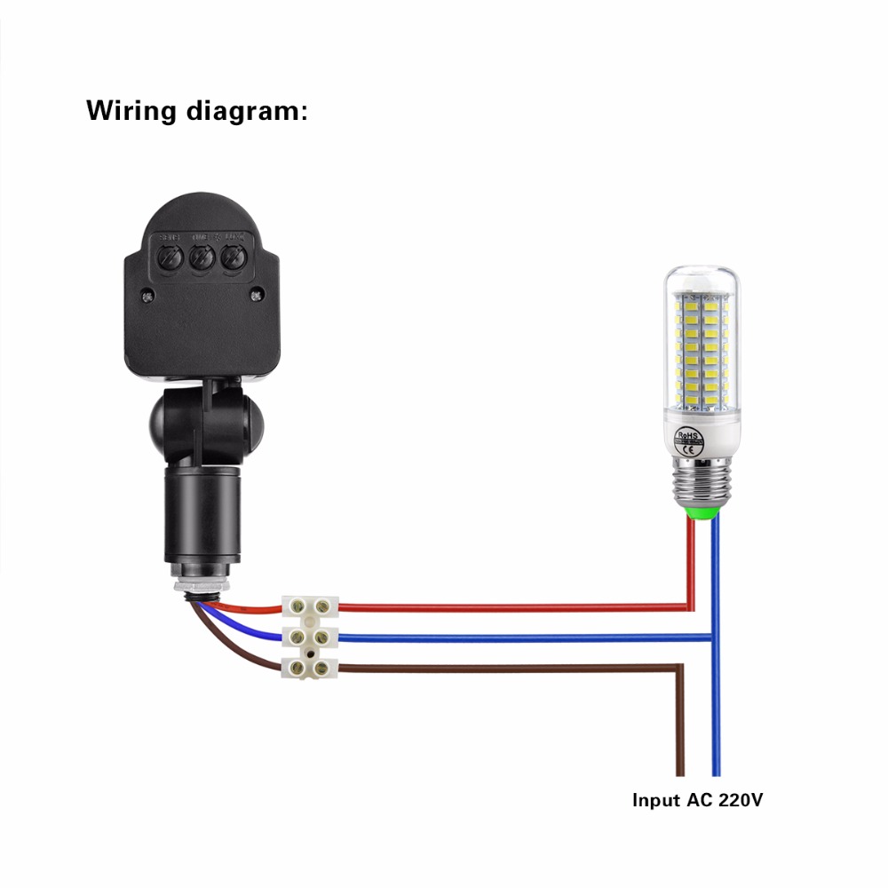 Датчики led. Датчик5 освещенности 12в. Как подключить датчик движения к лампе. Схема подключения датчика движения к прожектору с датчиком движения. Схема подключения датчика движения к светильнику светодиодному.