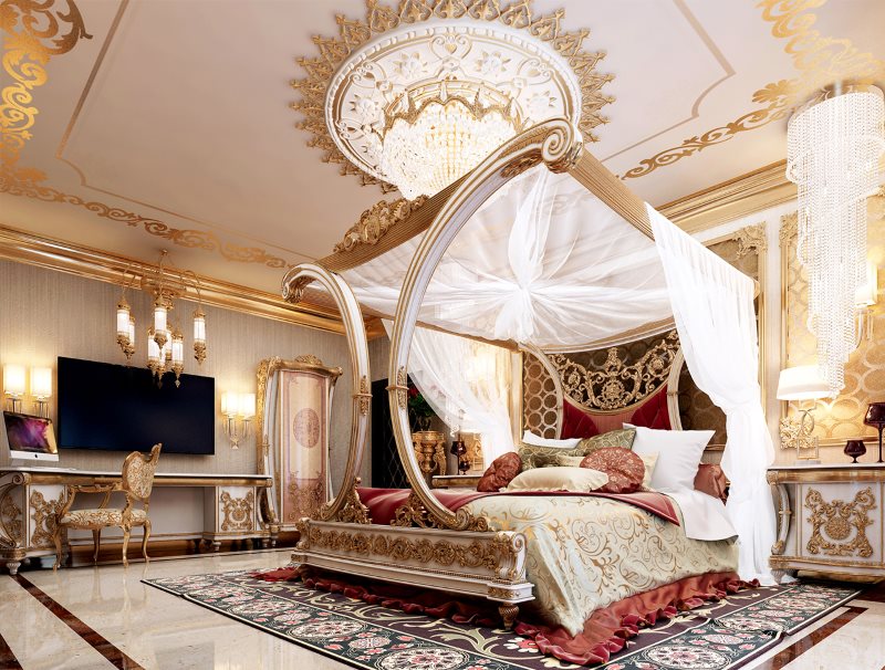 Интерьер роскошной спальни в турецком стиле