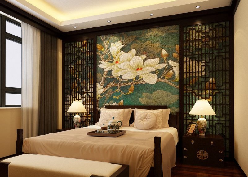 Интерьер небольшой спальни в китайском стиле