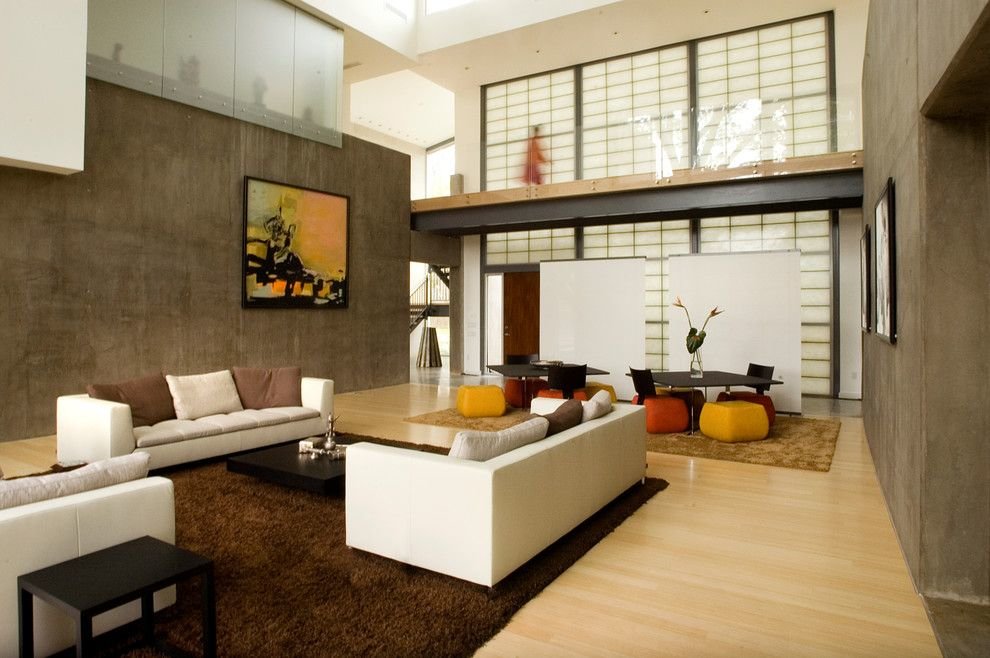 Интерьер гостиной комнате в стиле японского минимализма