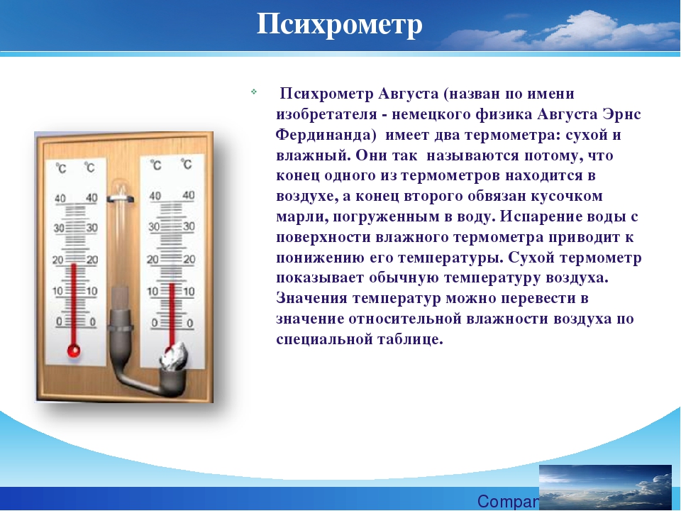 Погода влажность воздуха сегодня. Гигрометр психрометр таблица 8 класс. Прибор для измерения относительной влажности воздуха. Влажность воздуха физика психрометр. Психрометр презентация.
