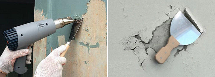 Окрашенные стены предварительно нужно ошкурить, удалить все частицы краски, которые отделяются и отшелушиваются