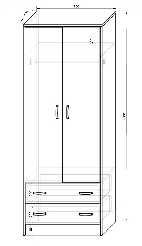 Схема и размеры шкафа