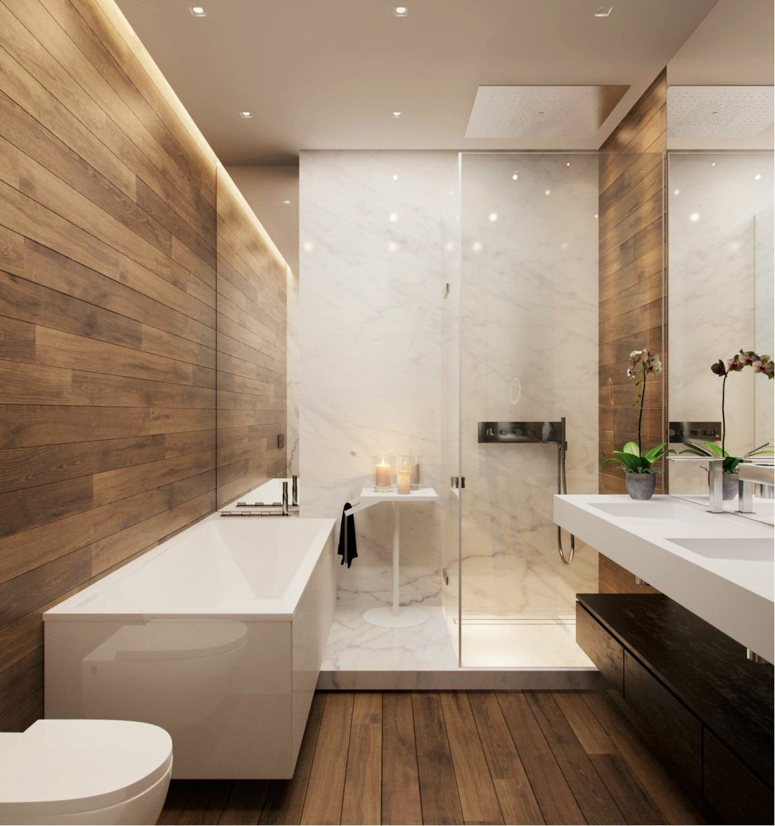 Дизайн ванной комнаты с деревом