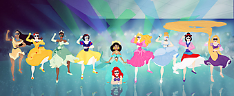 Танец принцесс из мультиков. (Код изображения: 10153)