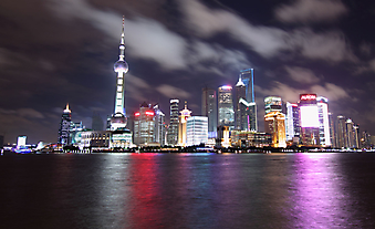 Ночной город, Шанхай, Китай. (Код изображения:02006)